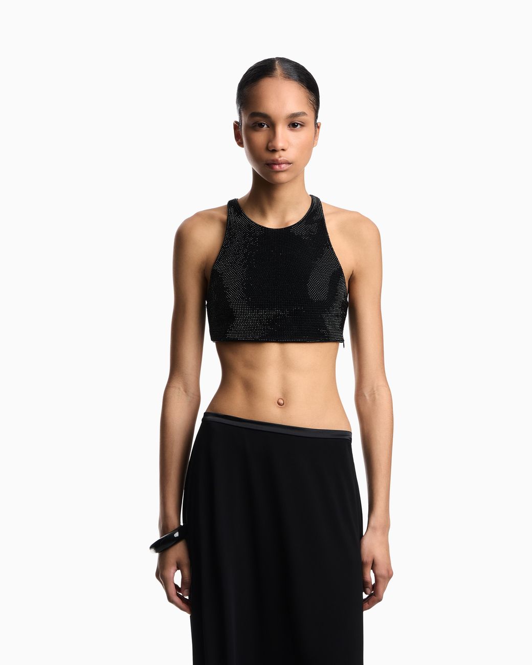 Emporio Armani Black Crop Top Covered