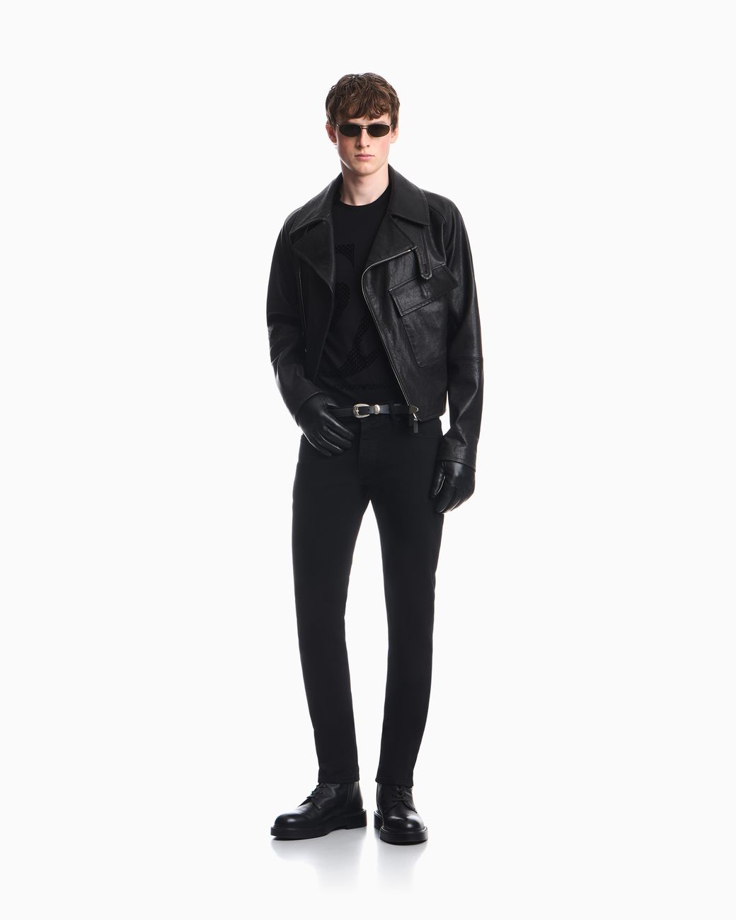 Emporio Armani Blue Slim Fit Five-Pocket Denim Jeans With Metal Logo for men