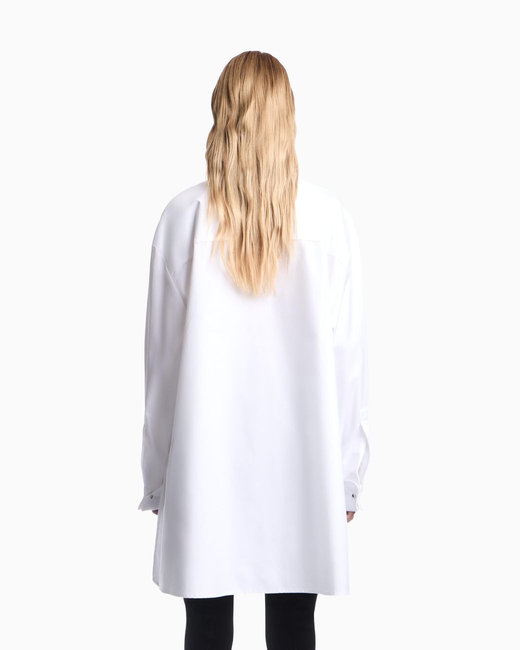 Emporio Armani White Oversized Levantine Cotton Shirt With Bib Front