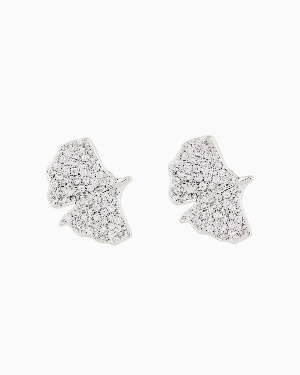 Emporio Armani White Tone Brass Stud Earrings
