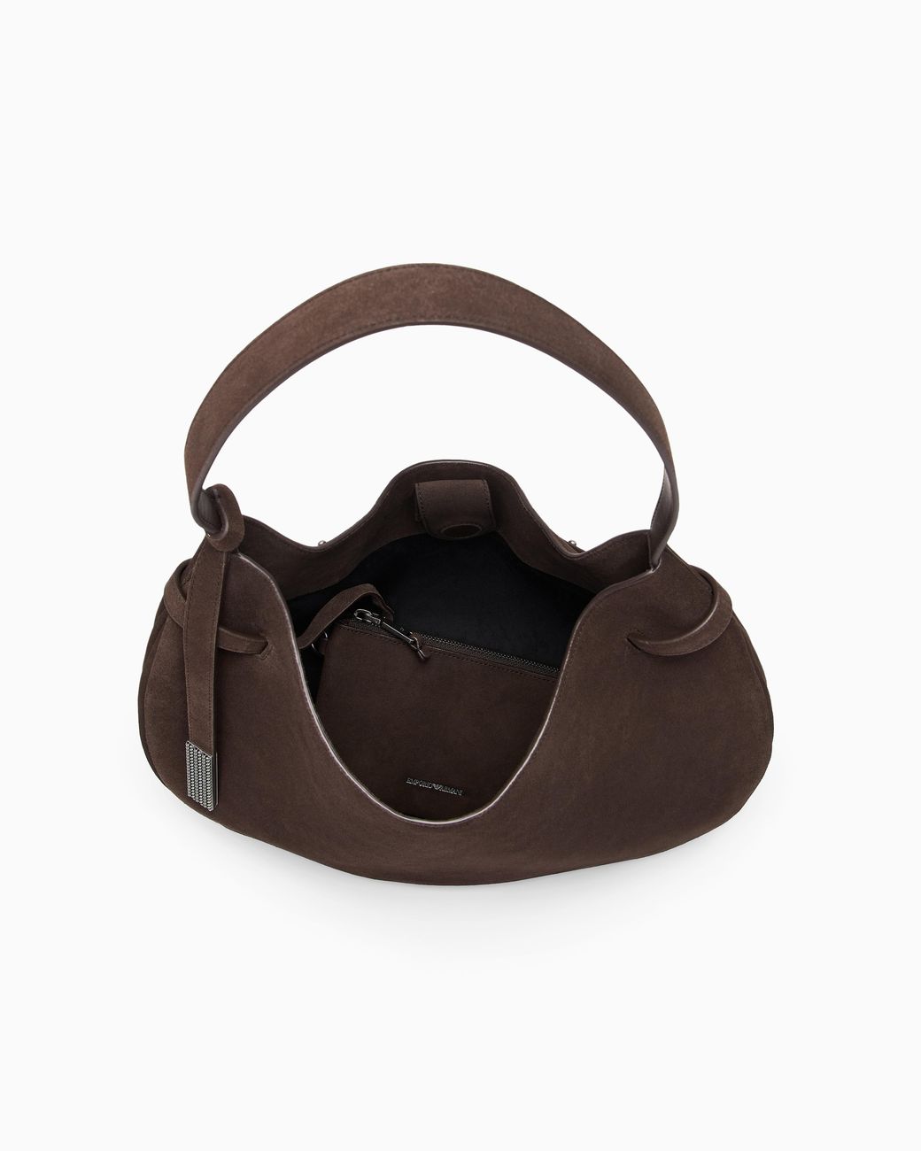 Emporio Armani Brown Signature Capsule Suede Hobo Shoulder Bag