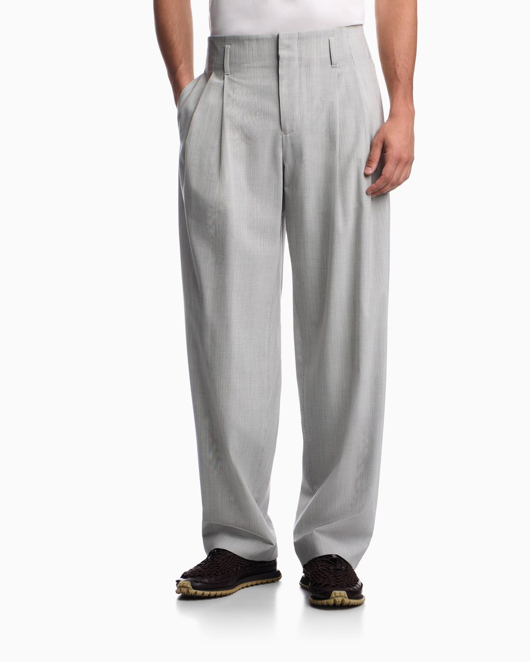 Emporio Armani White Striped Trousers for men