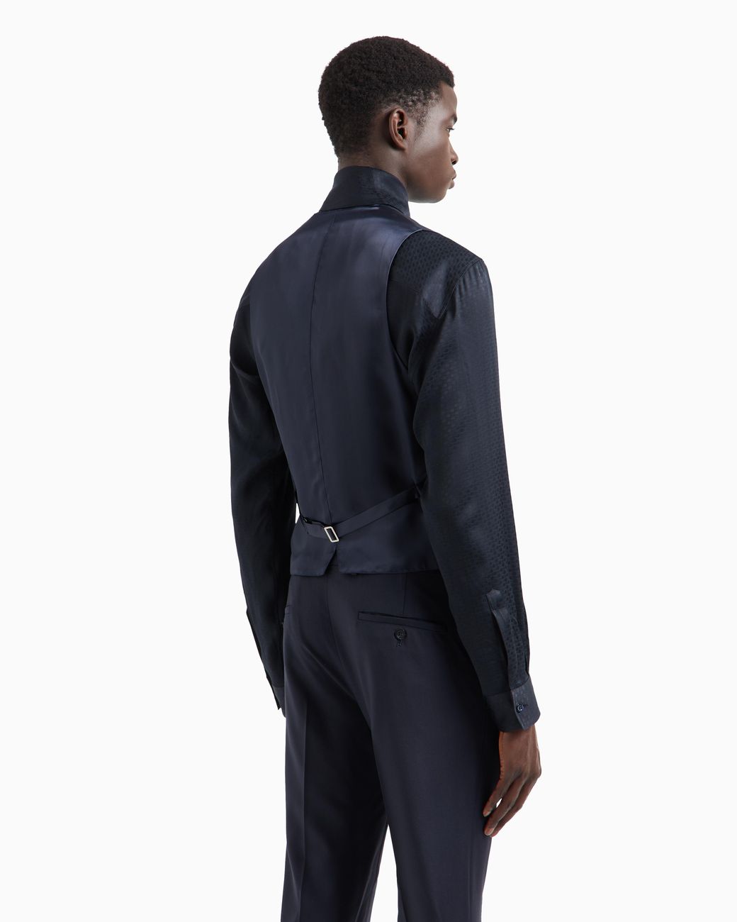 Emporio Armani Blue Worsted Single-Breasted Gilet Essential for men