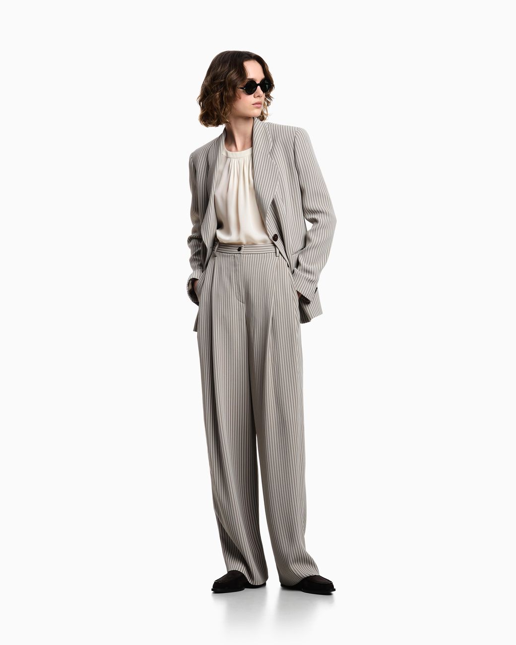 Emporio Armani White Icon Pleated Blouse