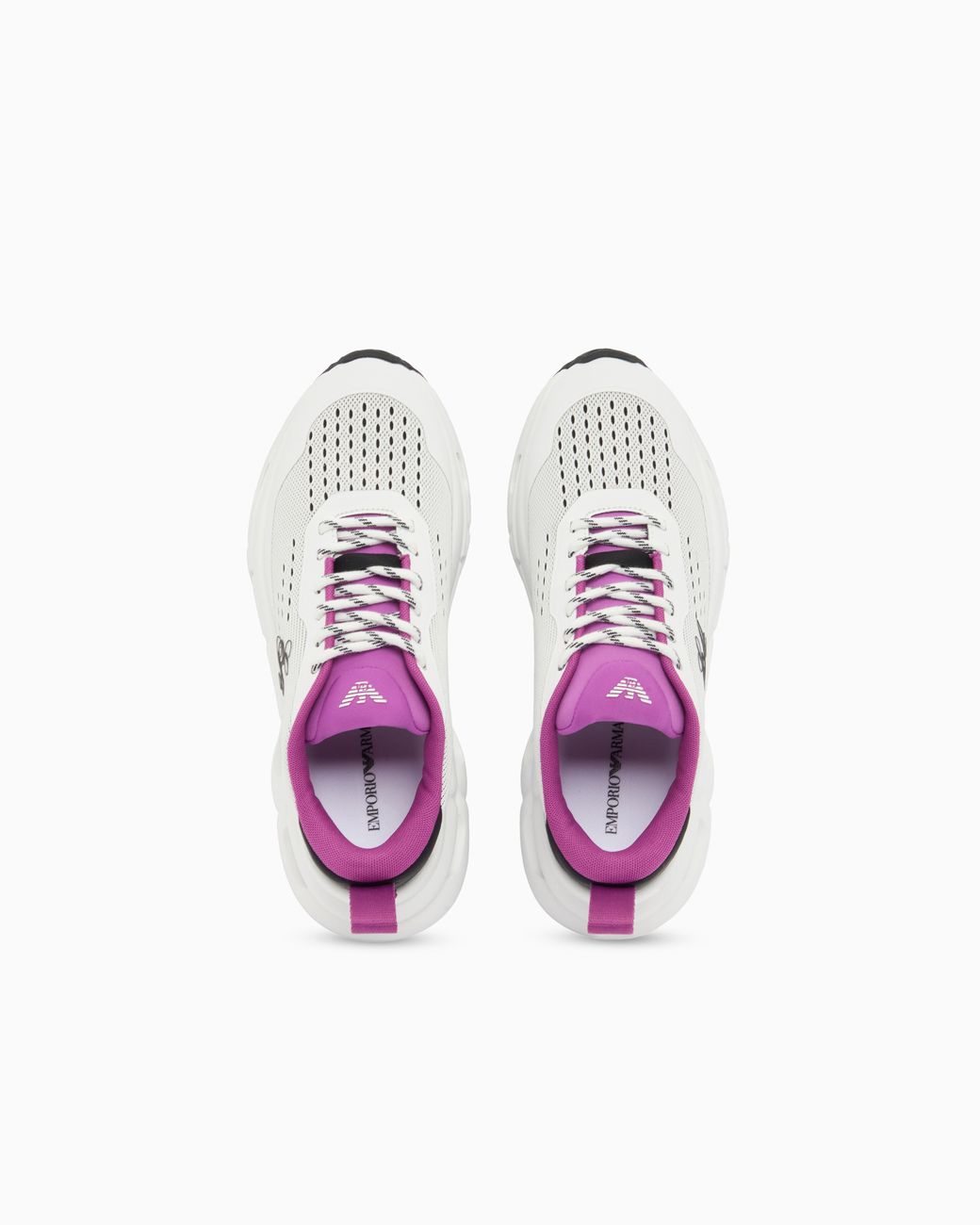 Emporio Armani White Breathable Mesh Sneakers With A Thick Cushioned Rubber Sole
