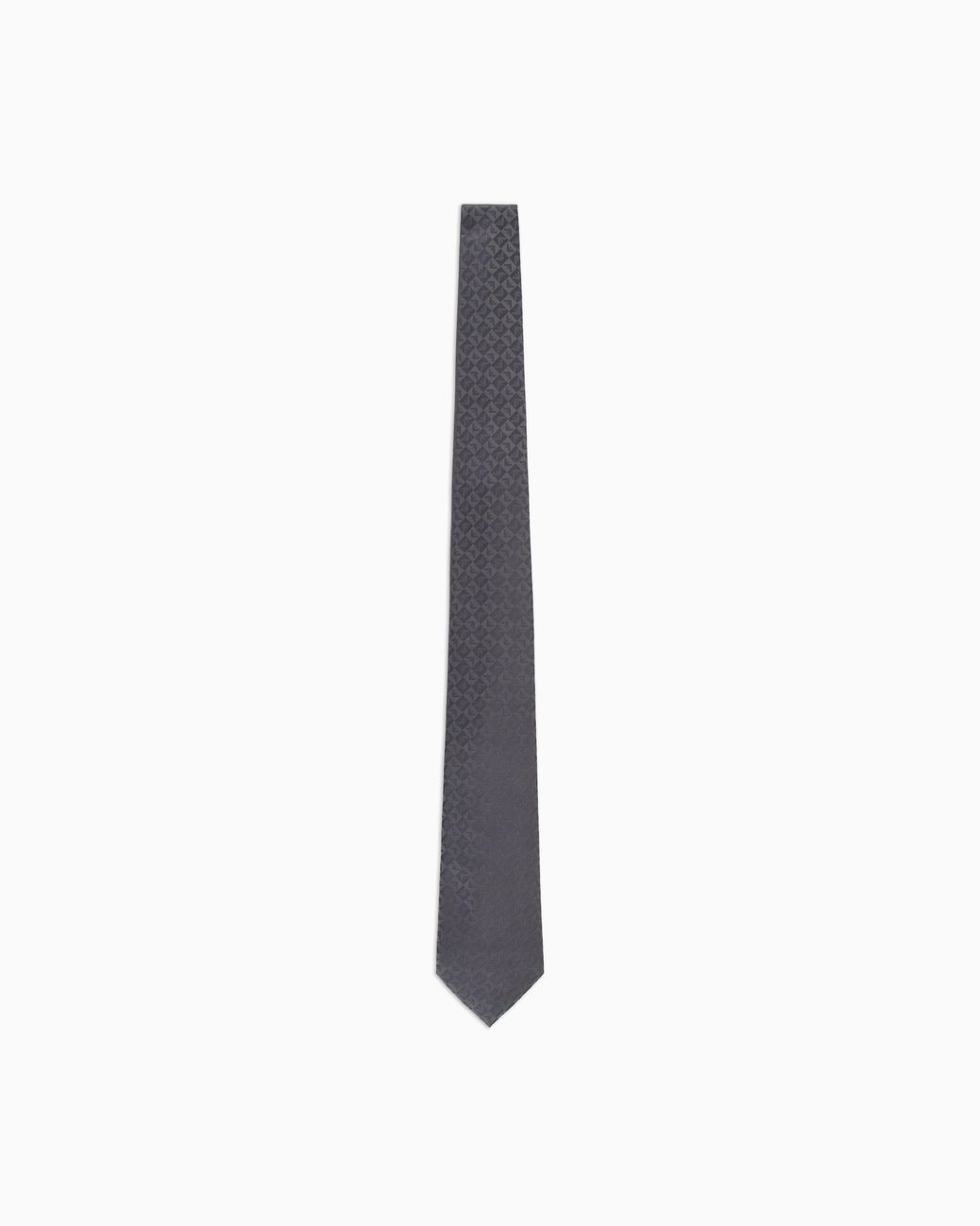 Emporio Armani White Pure Silk Eagle And Check Jacquard Tie for men