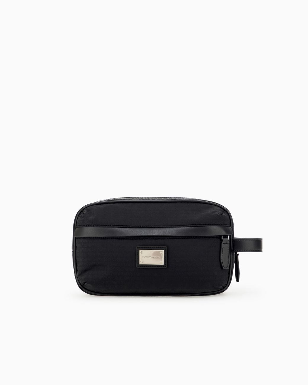 Emporio Armani Black Toiletry Bag With A Zip Closure And Leather Side Handle for men