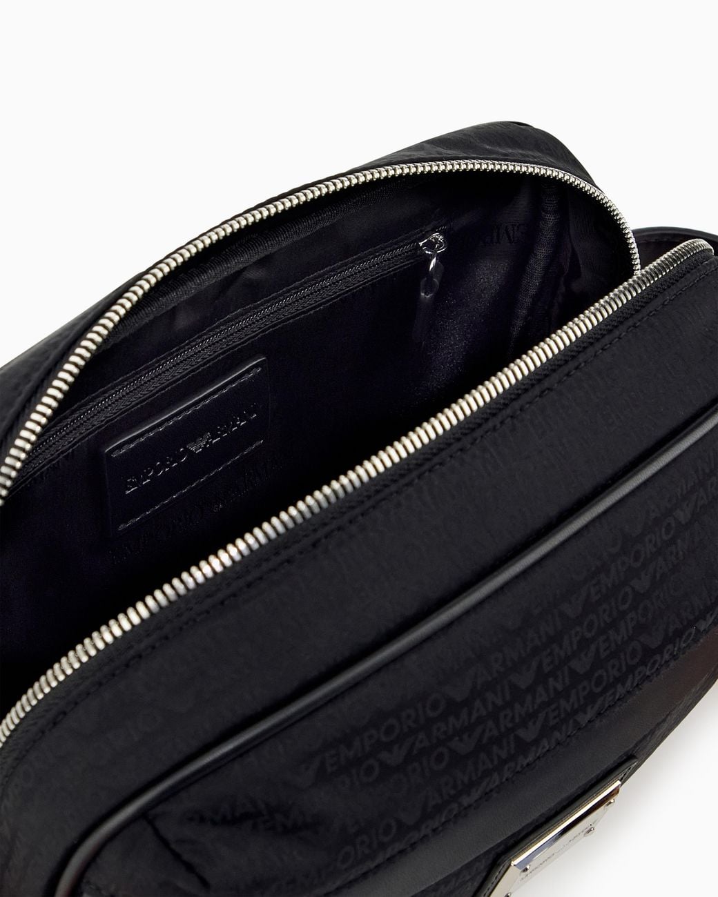 Emporio Armani Black Toiletry Bag With A Zip Closure And Leather Side Handle for men