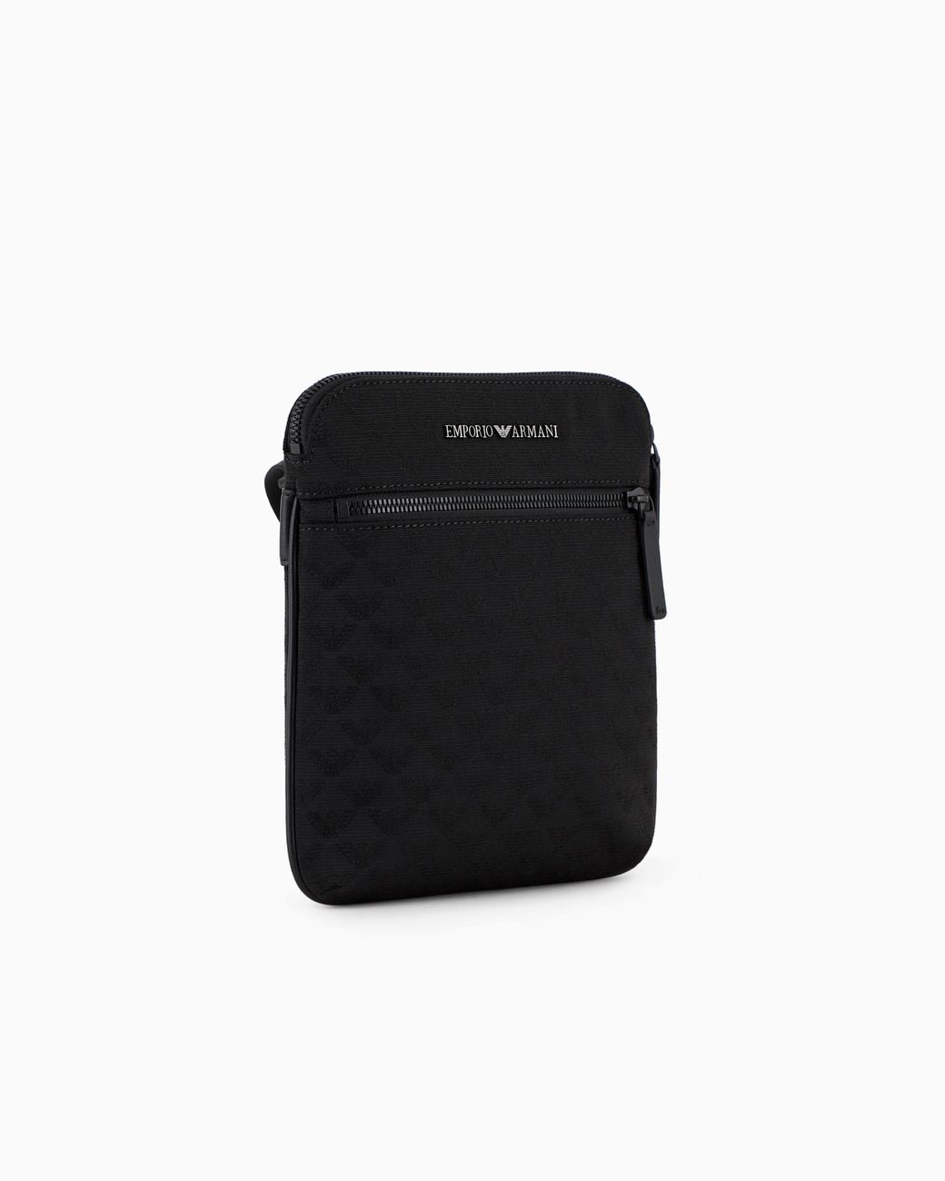 Emporio Armani Black Nylon Bag With Flat Jacquard Motif And Zip Essential for men