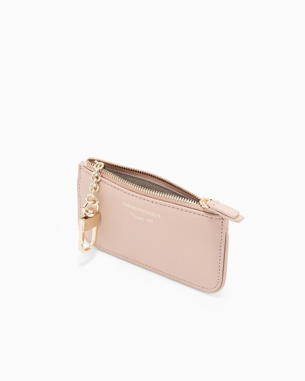 Emporio Armani Pink Deer-Print Leather Coin Purse