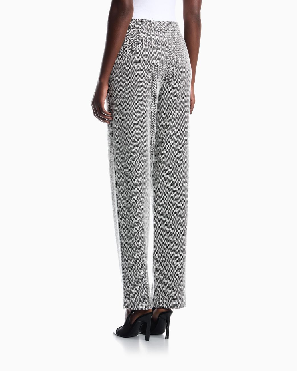 Emporio Armani Gray Trousers Jersey Regular Fit With Chevron Pattern
