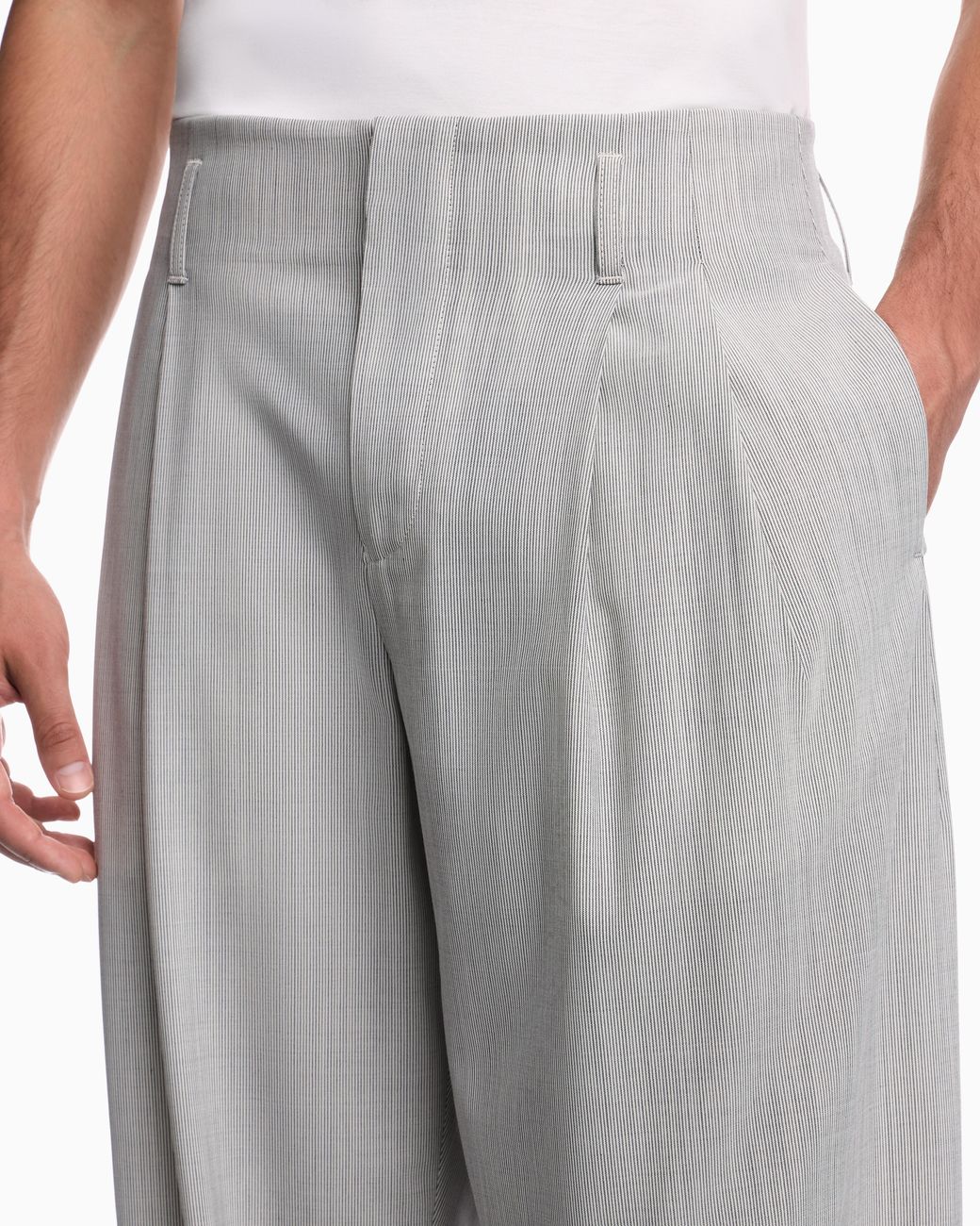Emporio Armani White Striped Trousers for men
