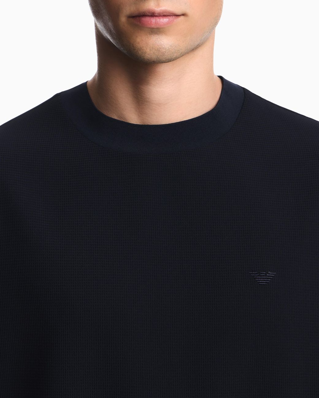 Emporio Armani Blue Icon 3D Piqué-Effect Crêpe Jersey T-Shirt for men