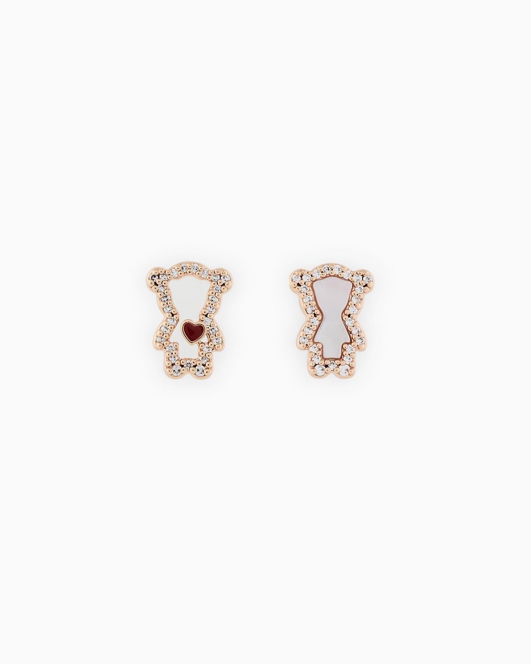 Emporio Armani White Rose-Tone Brass Stud Earrings