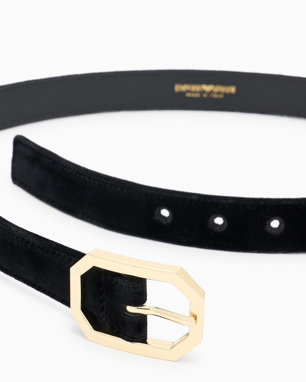 Emporio Armani White Smooth Velvet Belt With Buckle