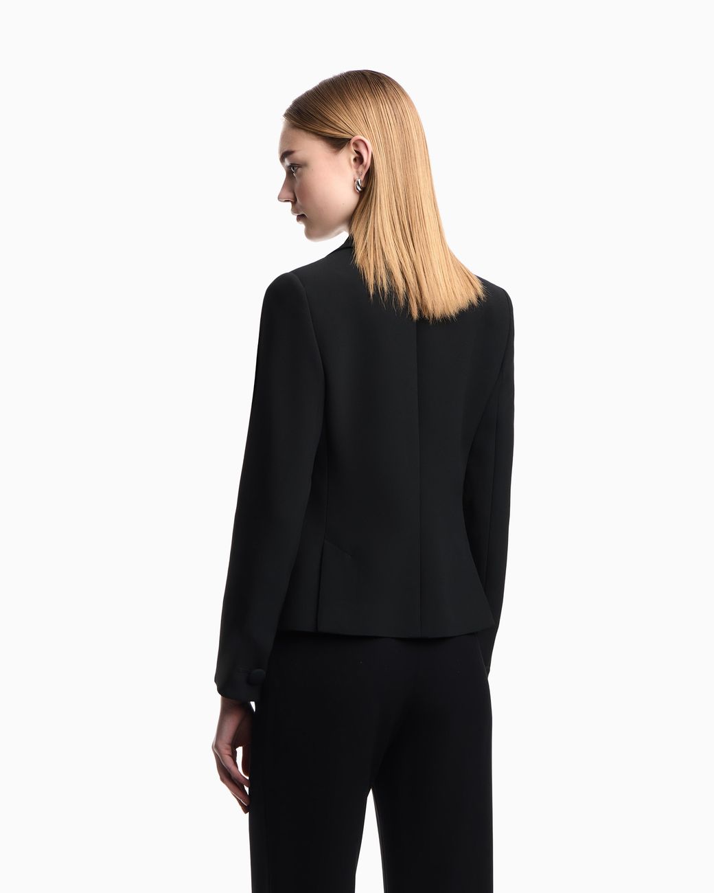 Emporio Armani Black Cady Crepe Jacket With Lapels