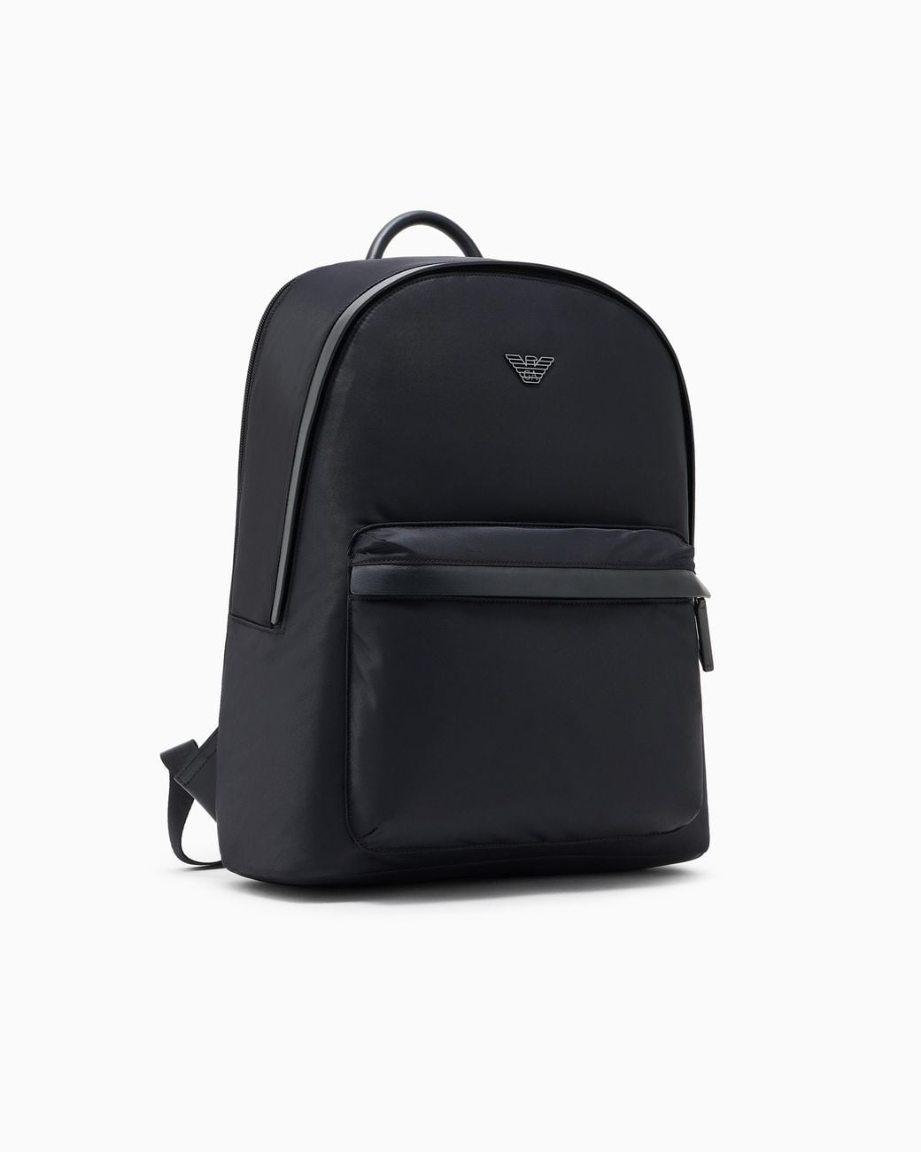 Emporio Armani Black Recycled Nylon Backpack With Zip And Leather Details for men