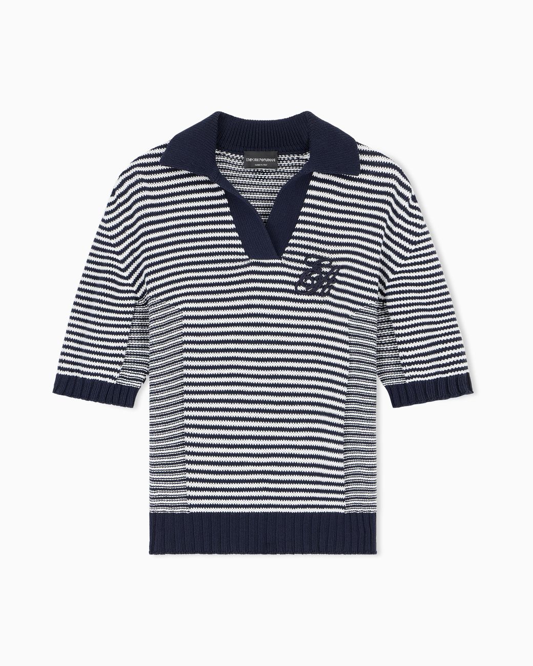 Emporio Armani Blue Striped Polo Collar Shirt Signature Capsule
