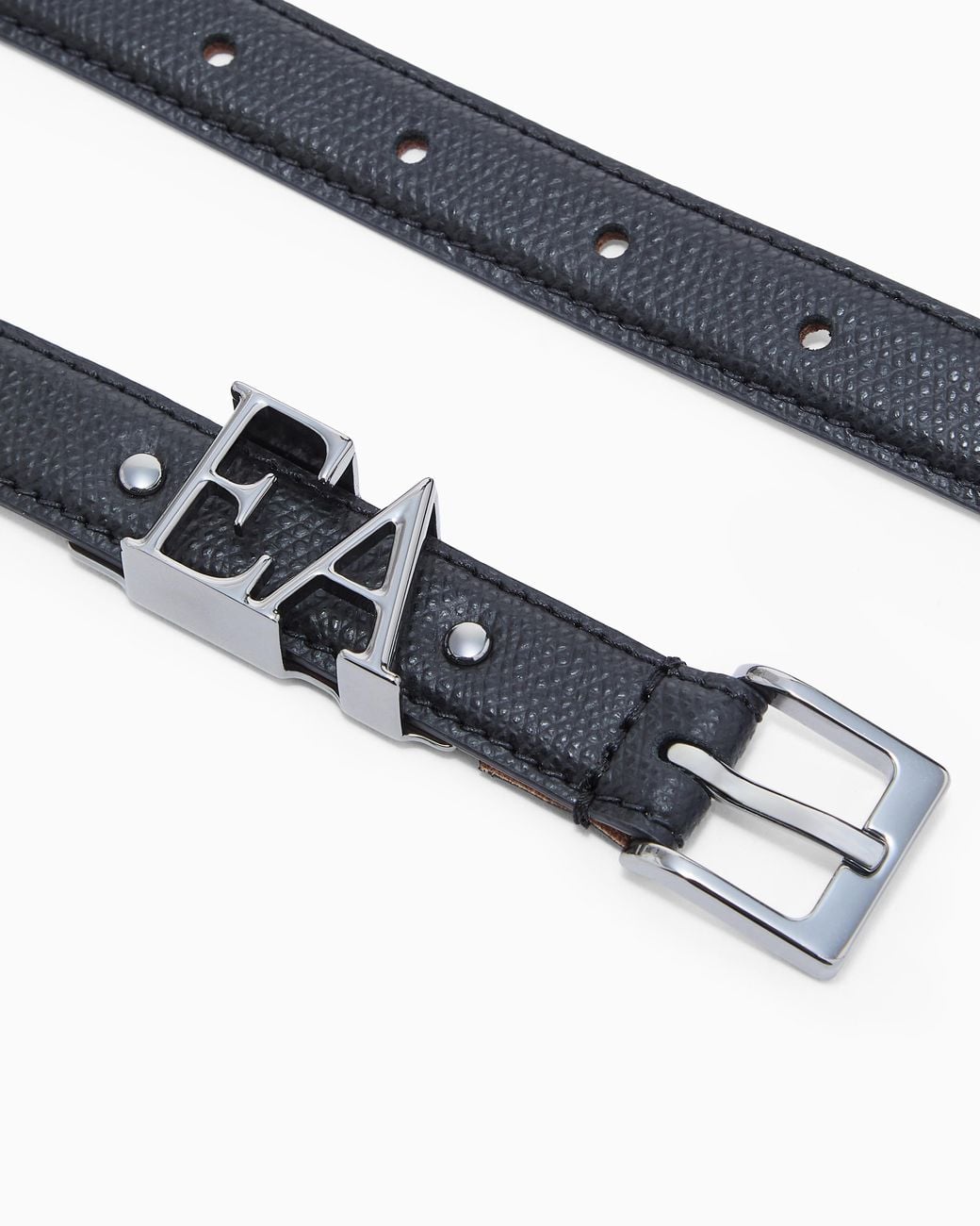 Emporio Armani White Micro-Grained Leather Belt With Ea Buckle
