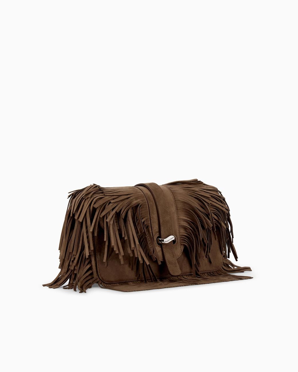 Emporio Armani Brown Shoulder Bag With Fringe Boteh Capsule