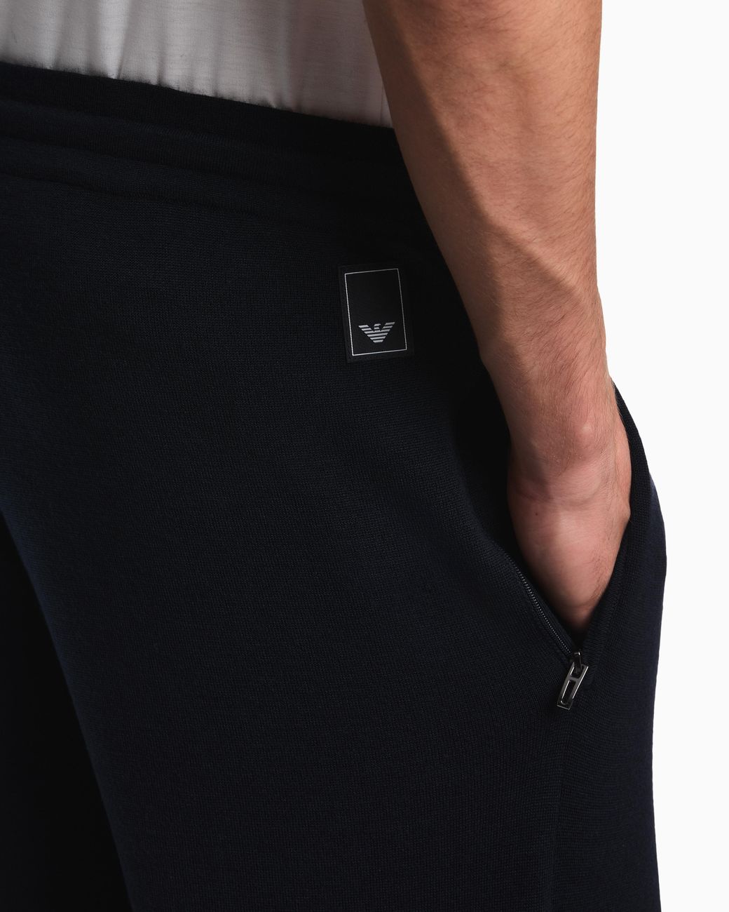 Emporio Armani Blue Virgin Wool Jogger Pants Travel Essential for men