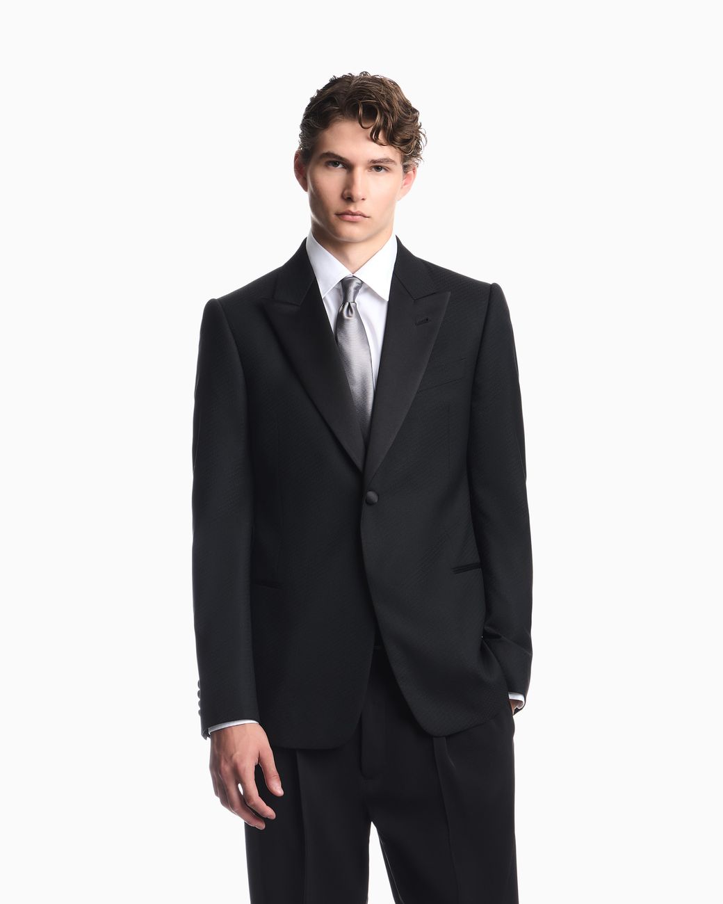Emporio Armani Blue Jacquard Blazer for men