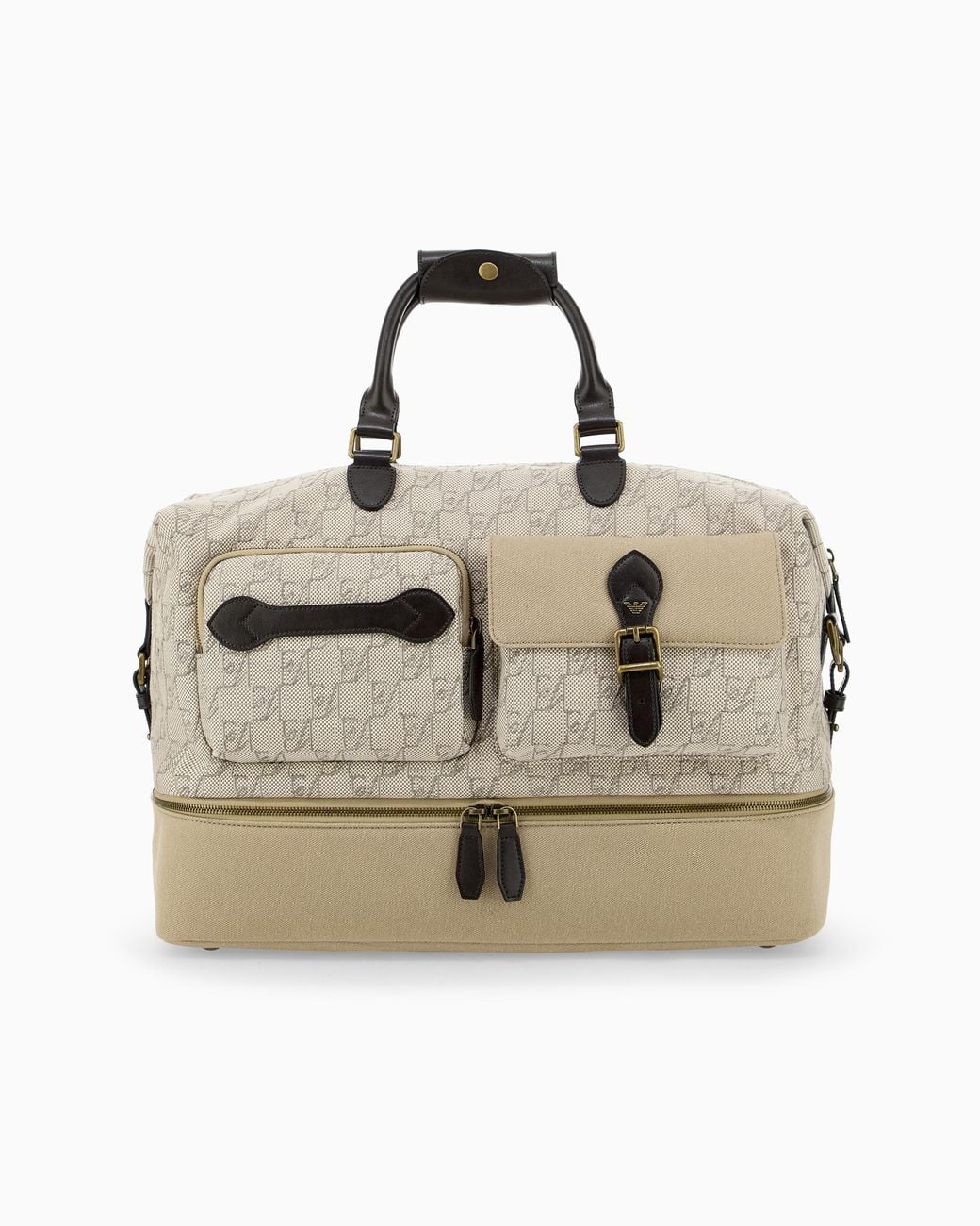 Emporio Armani Natural Holdall With Monogram Front Pockets And Bottom Compartment for men