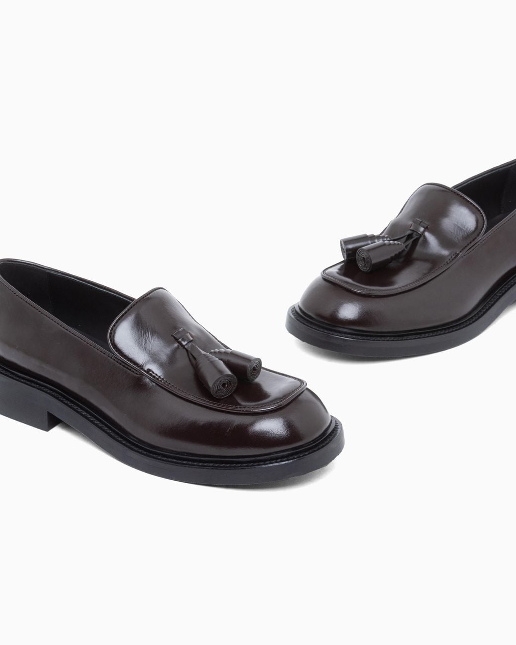 Emporio Armani White Shiny Leather Loafers With Tassels Signature Capsule