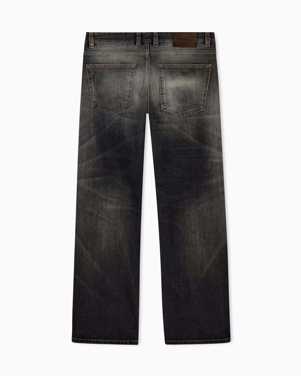 Emporio Armani Gray Straight-Leg Five-Pocket Denim Jeans With A Faded Effect for men