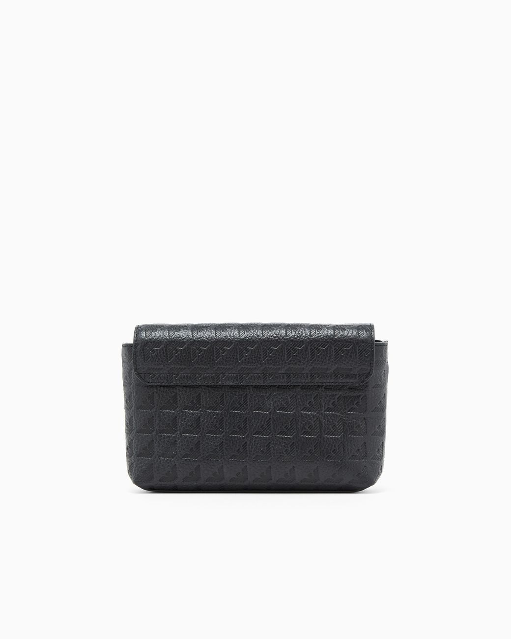Emporio Armani Black Leather Crossbody Bag With Embossed Geometric Pattern for men