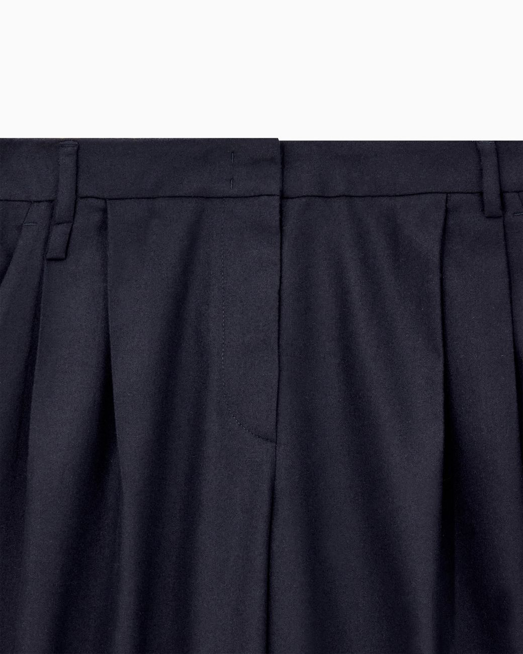 Emporio Armani Blue Pleated Wool Flannel Pants Signature Capsule