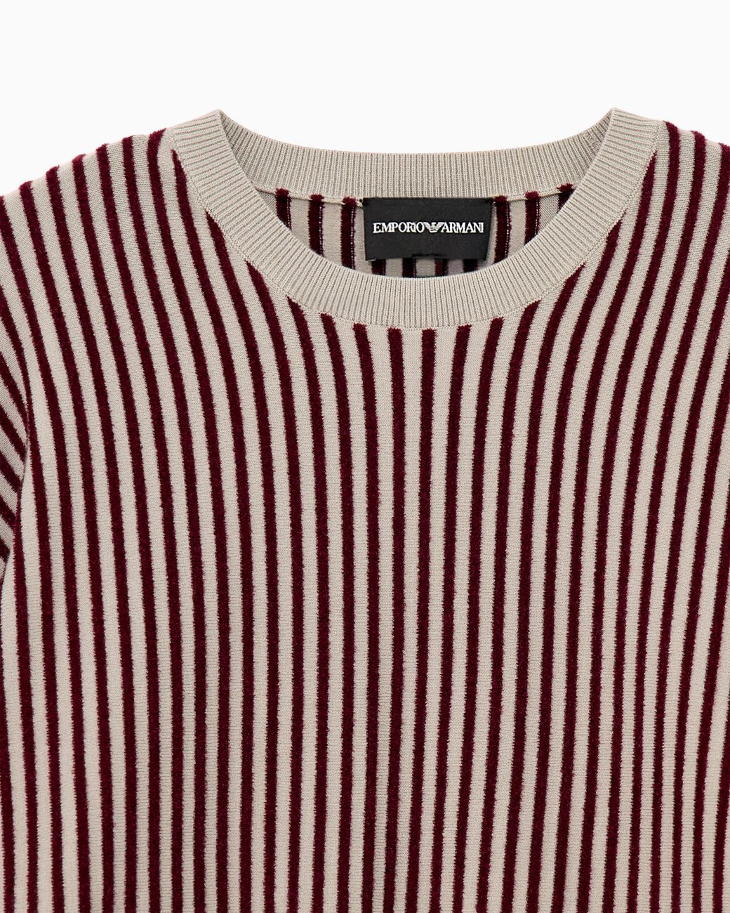 Emporio Armani Red Viscose Pullover With Vertical Stripes And Balloon Sleeves