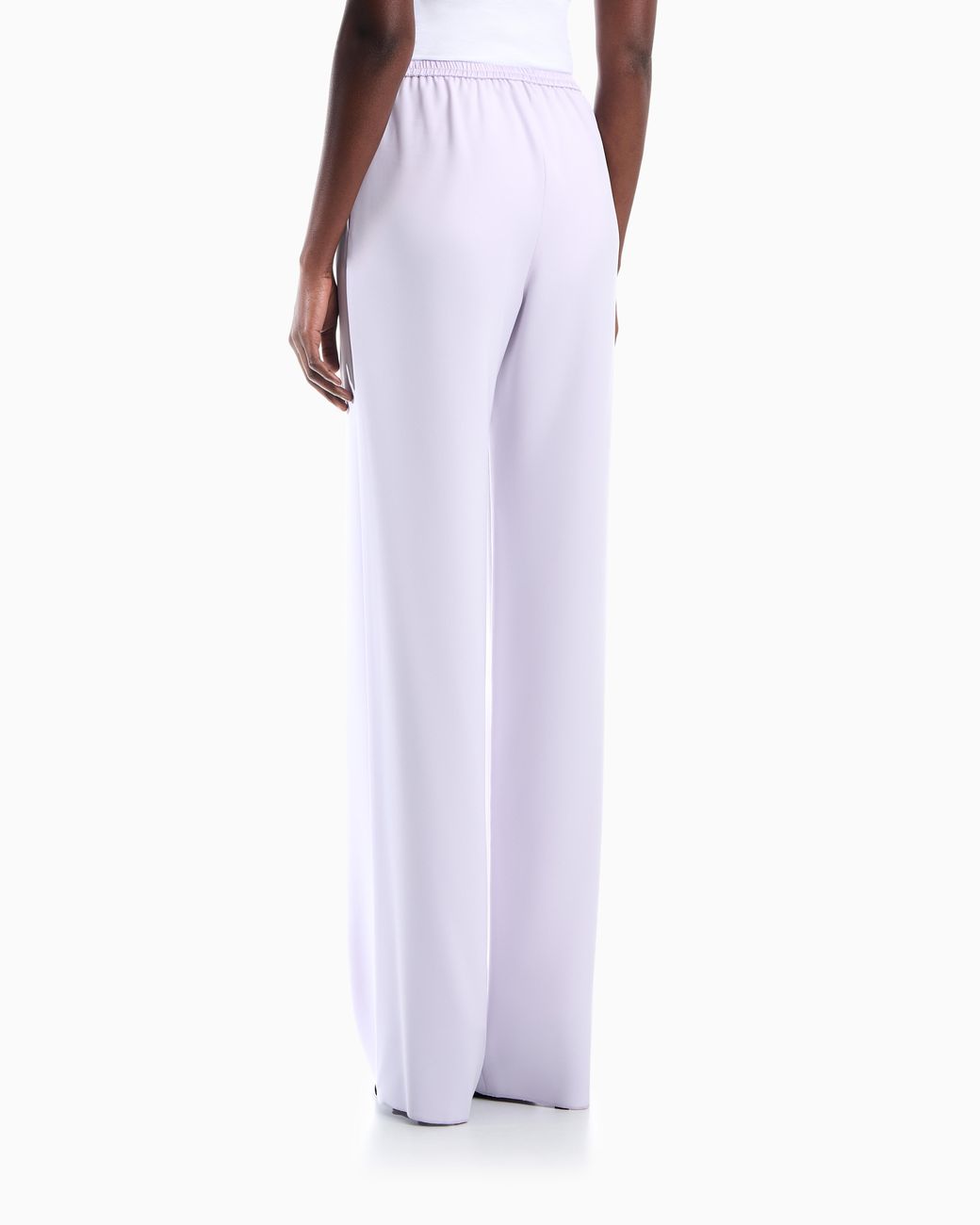 Emporio Armani White Techno Cady Wide-Leg Trousers With An Elasticated Waistband
