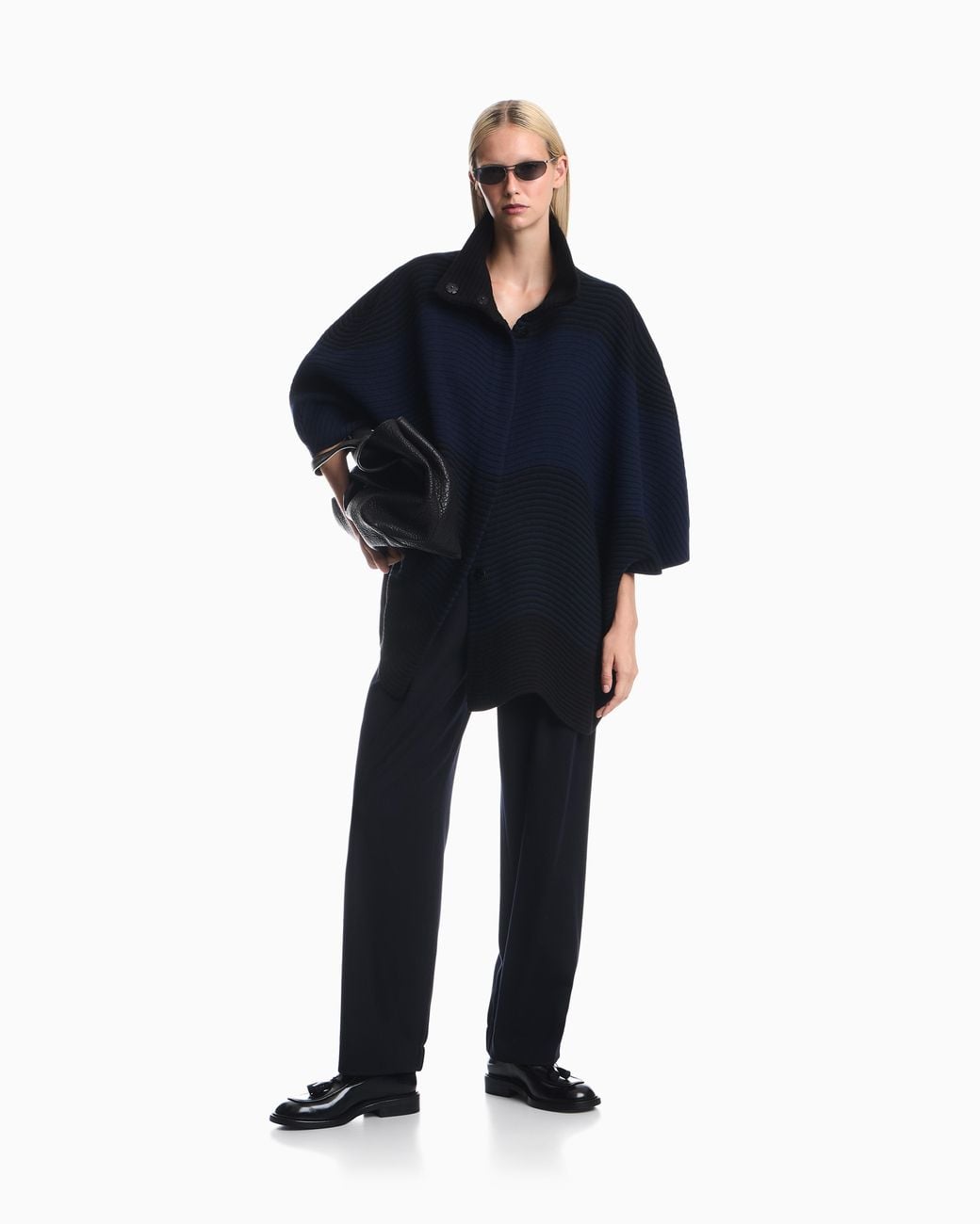 Emporio Armani Blue High Neck Cape