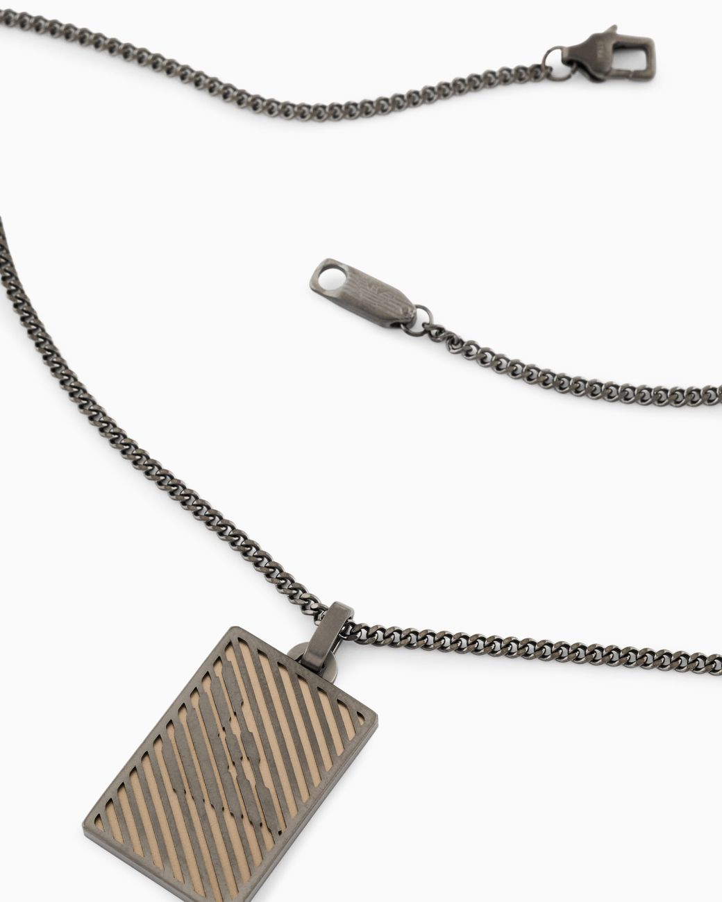 Emporio Armani Metallic Two-Tone Stainless Steel Dog Tag Necklace for men
