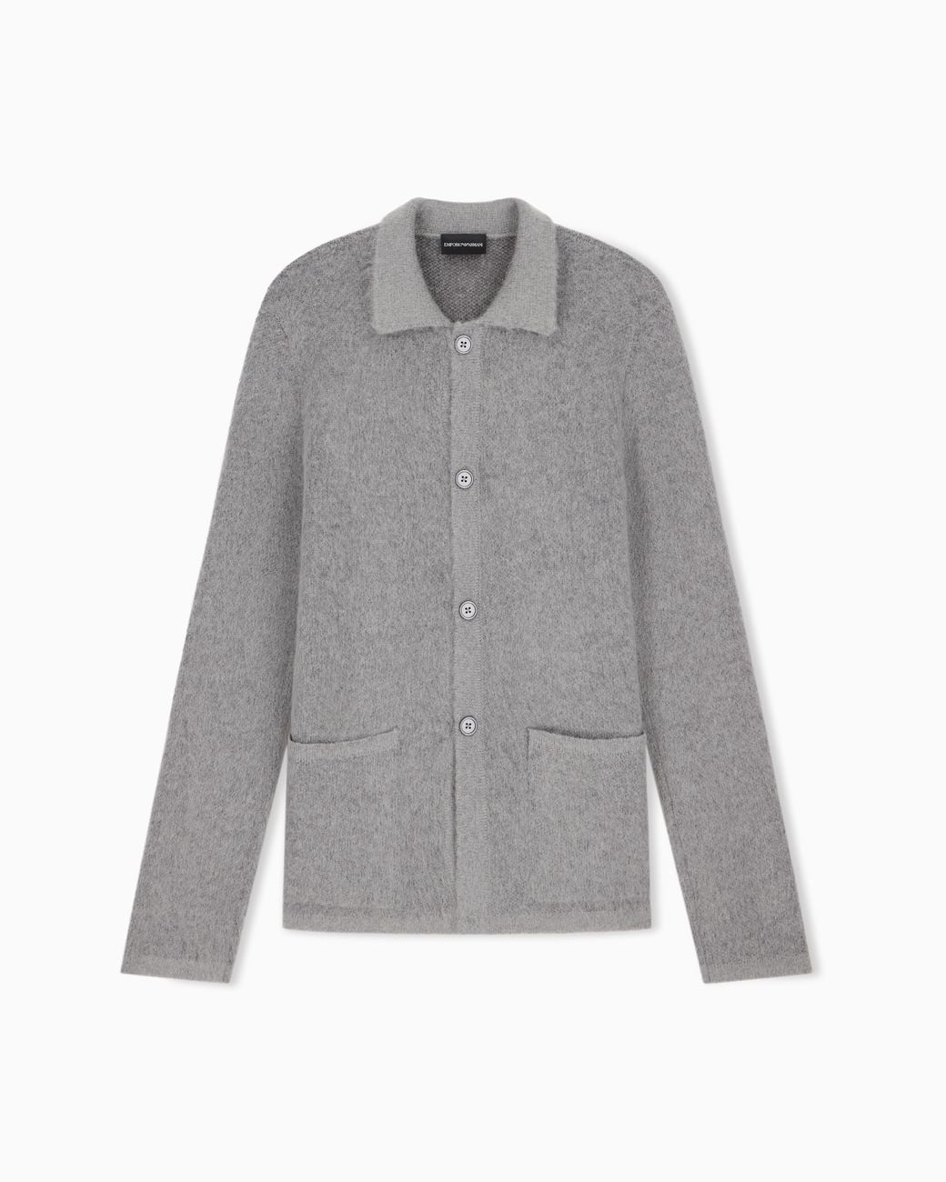 Emporio Armani Gray Brushed Knit Cardigan for men