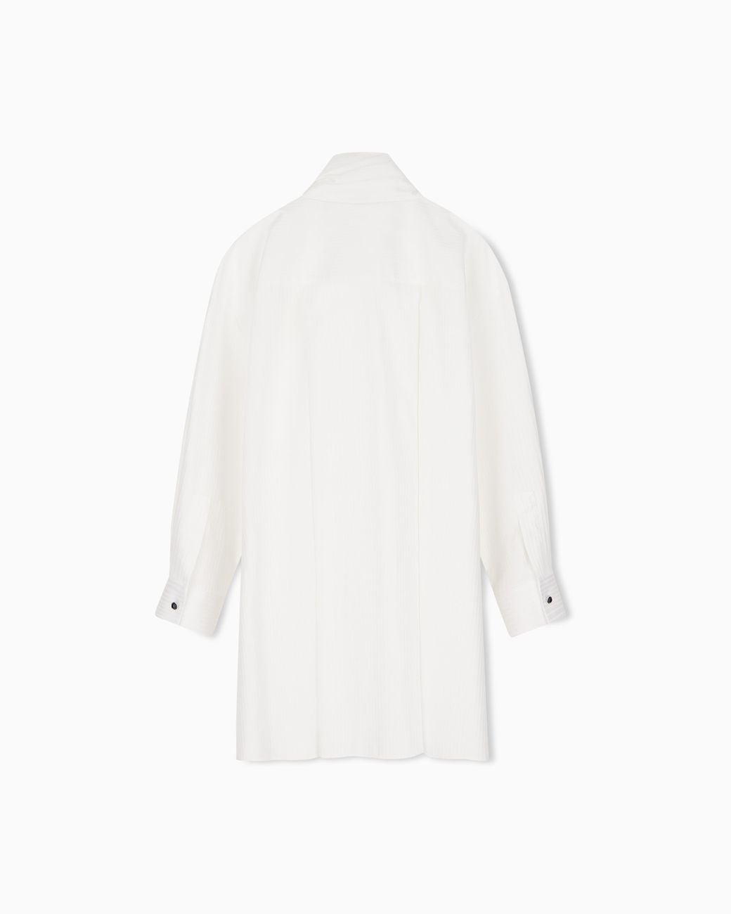 Emporio Armani White Oversized Striped Shirt With Bow