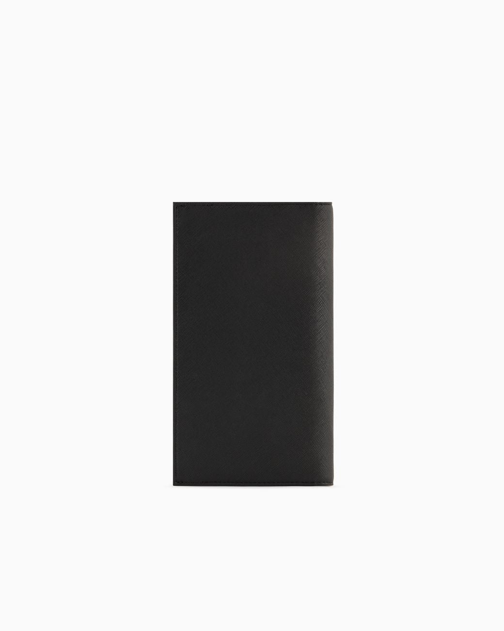 Emporio Armani Black Saffiano Leather Large Currency Holder With Eagle Plate for men