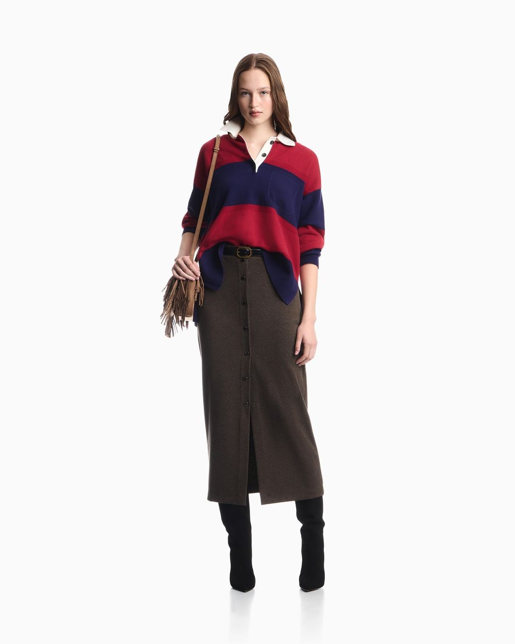 Emporio Armani Brown Long Knit Skirt Boteh Capsule