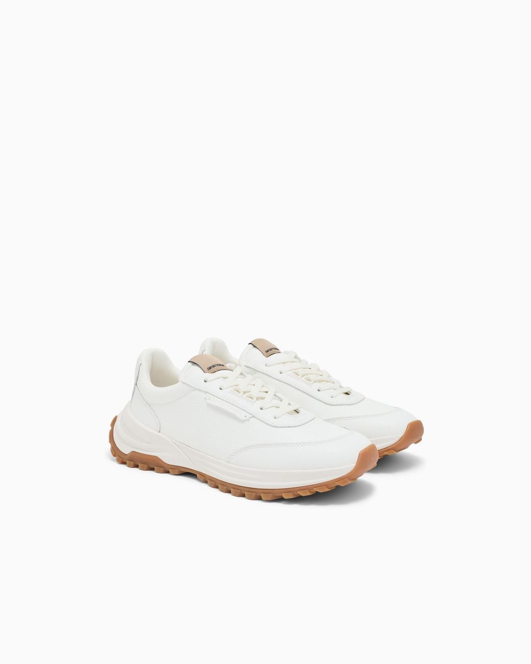 Emporio Armani White Boteh Capsule Collection Hammered-Finish Sneakers for men