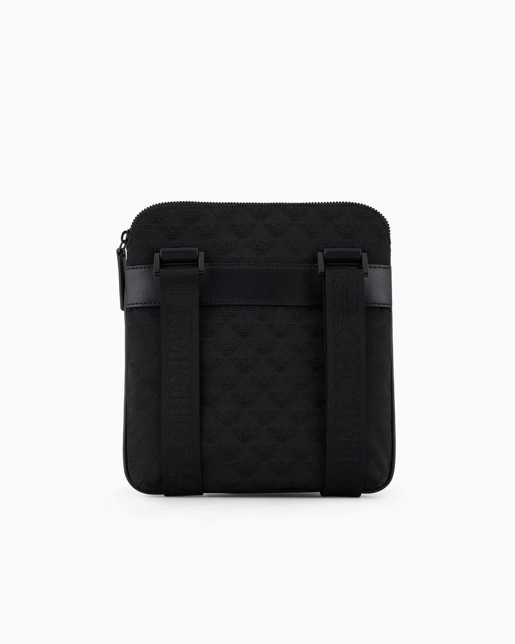Emporio Armani Black Nylon Bag With Flat Jacquard Motif And Zip Essential for men