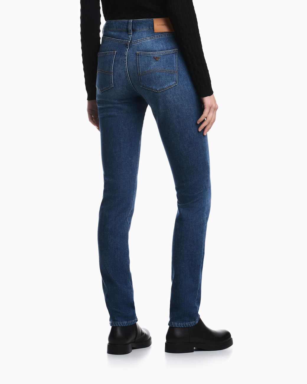 Emporio Armani Blue Slim-Fit Five-Pocket Comfort Denim Jeans With A Used Look