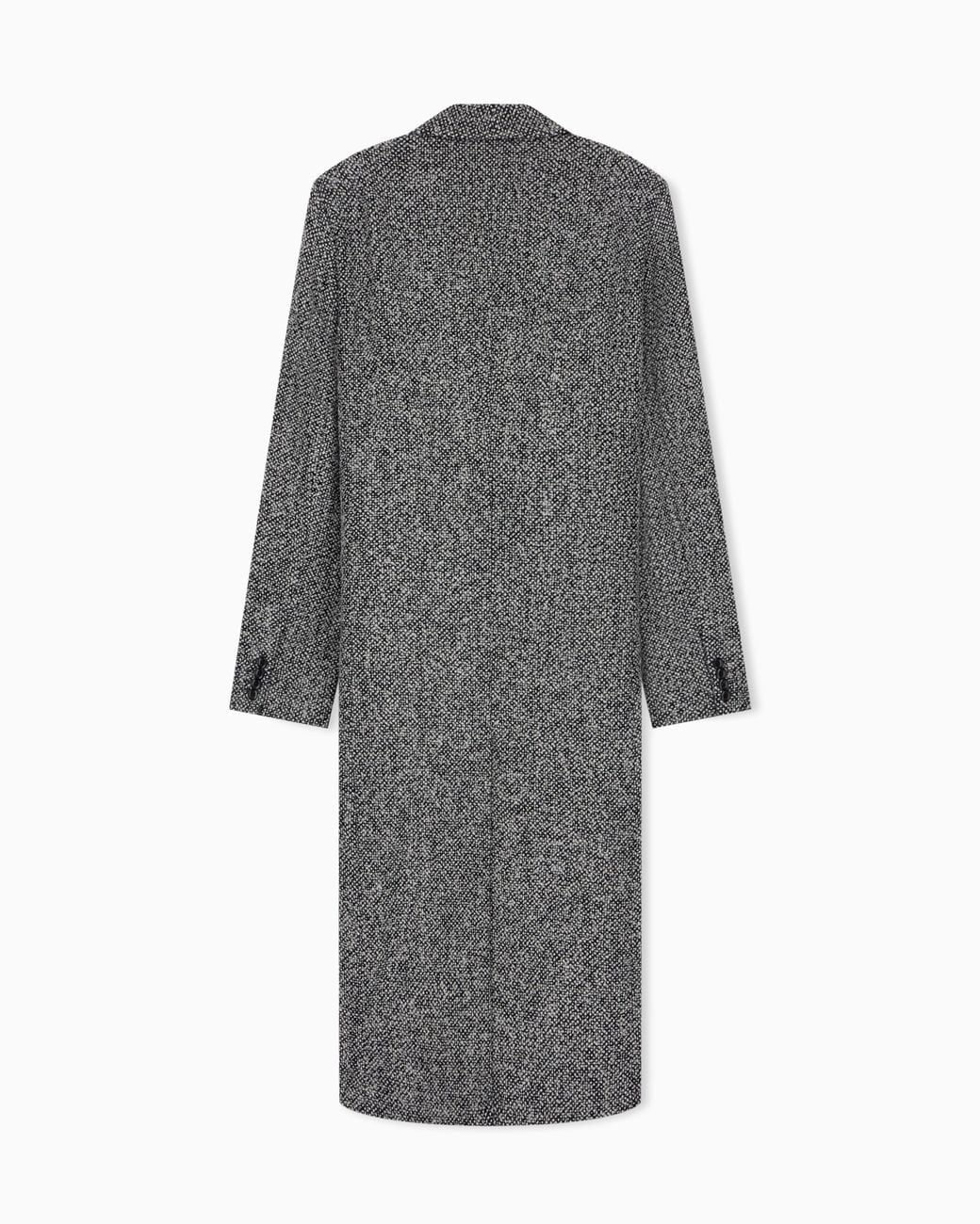 Emporio Armani Gray Herringbone Wool Blend Overcoat With Notched Lapels for men