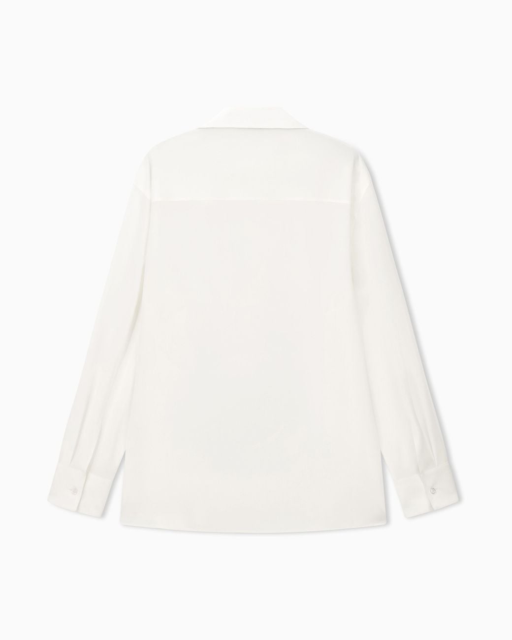 Emporio Armani White Silk Crepe De Chine Shirt With A Concealed Button Placket