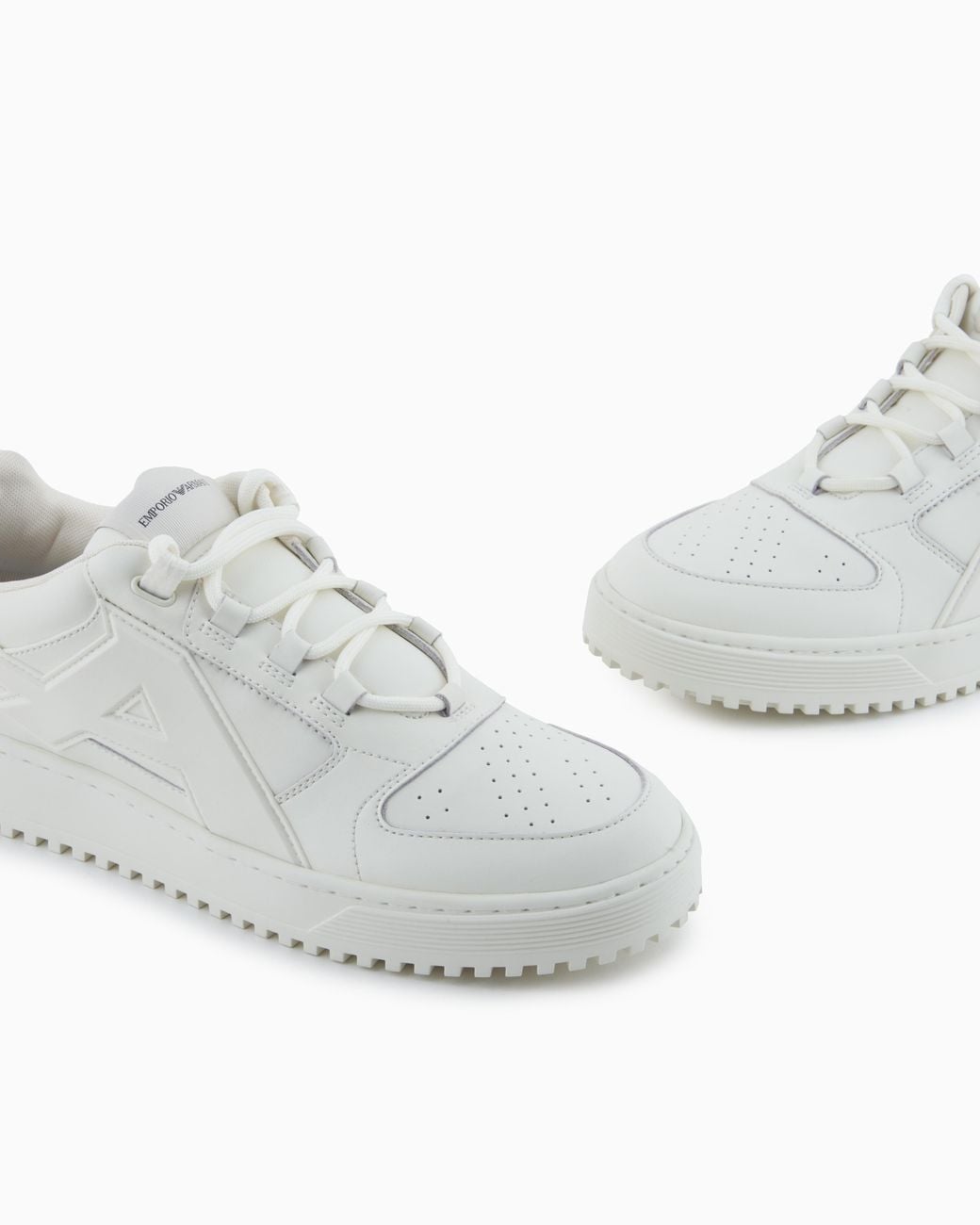 Emporio Armani White Leather Sneakers With Oversized Ea Patch for men