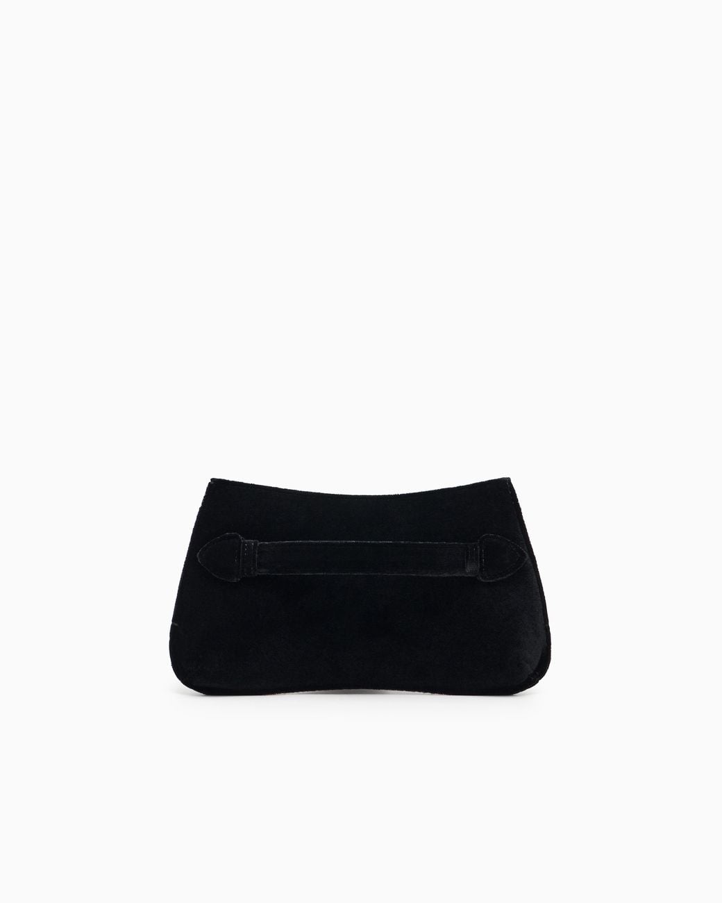 Emporio Armani Black Smooth Velvet Clutch Bag With Chain Strap