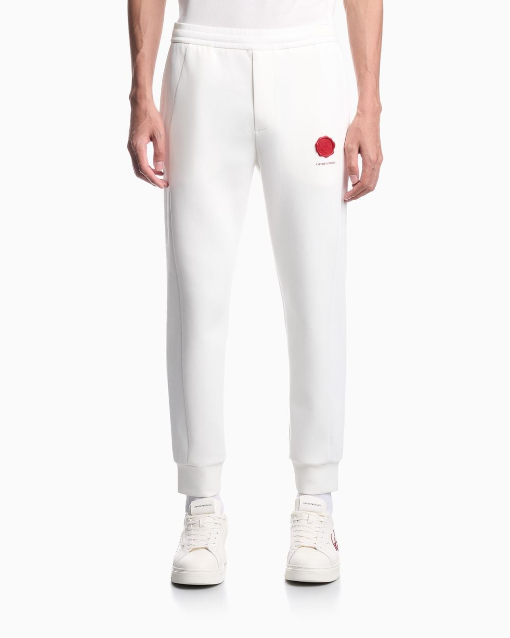 Emporio Armani White Double Jersey Jogger Trousers Valentine's Day Capsule for men