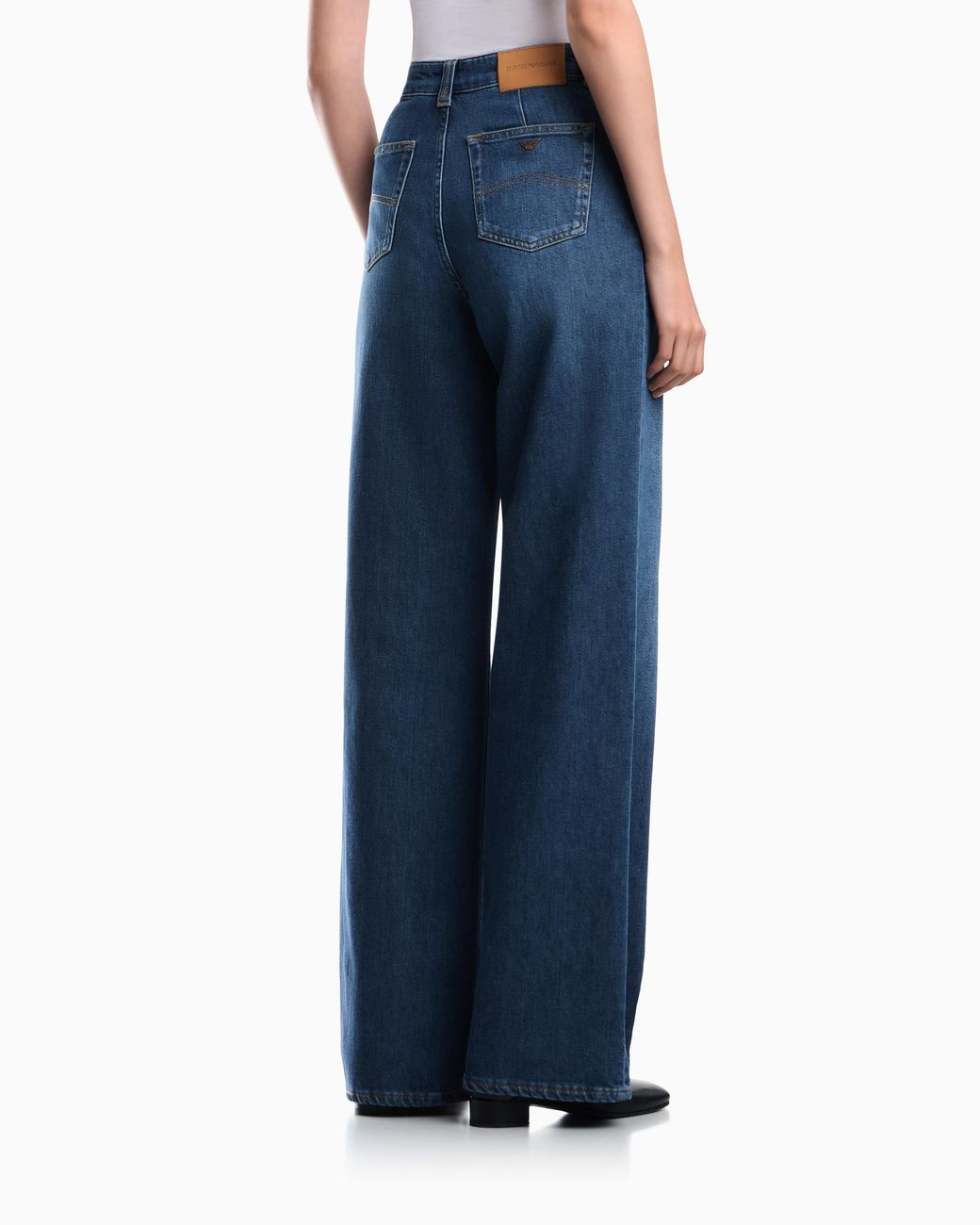 Emporio Armani Blue 5-Pocket Pants High-Waisted Wide-Leg Denim With A Used Look
