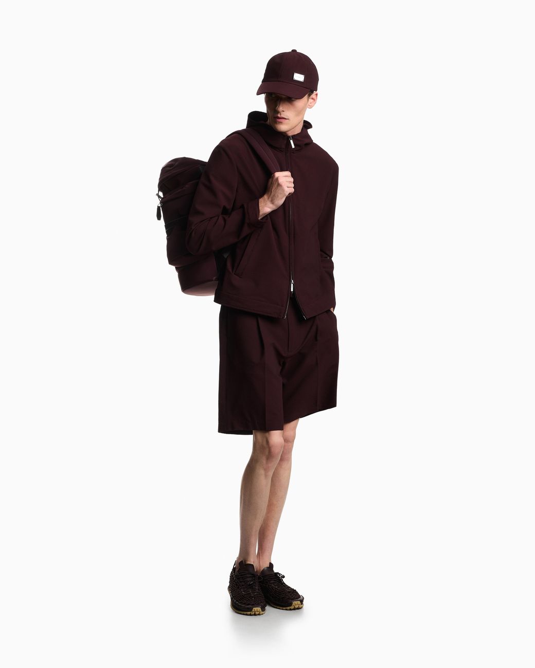 Emporio Armani Red Blouson Jacket Seersucker With Down And Feather Padding for men