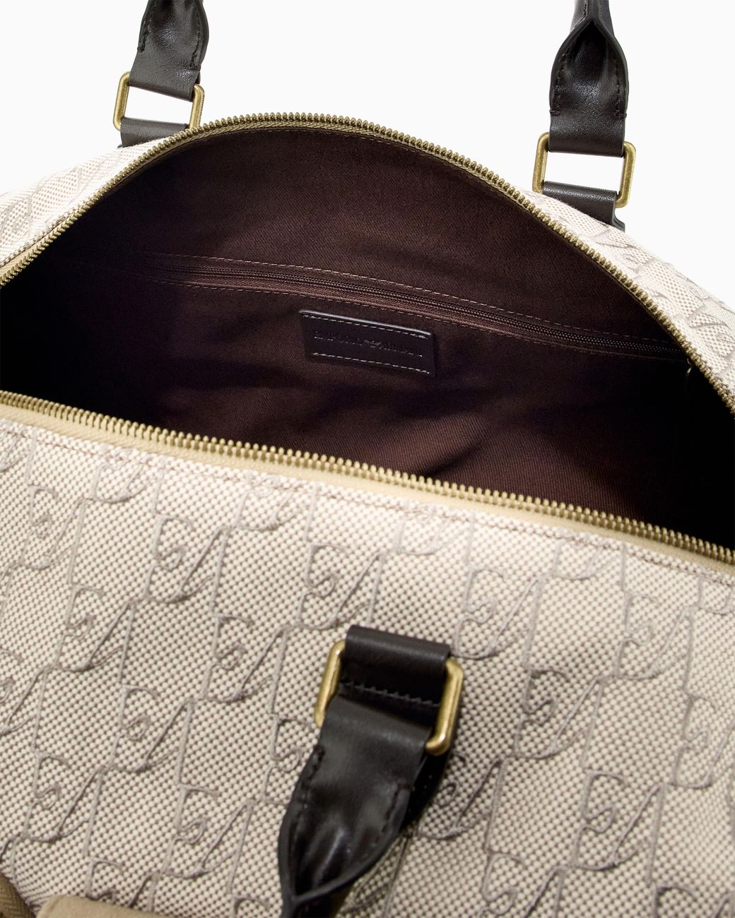Emporio Armani Natural Holdall With Monogram Front Pockets And Bottom Compartment for men